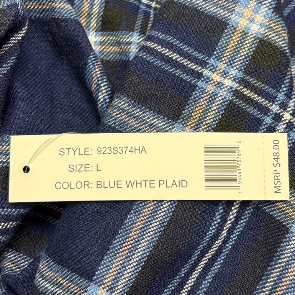 NWT Counterparts Navy Plaid Peasant Blouse - Picture 5 of 6